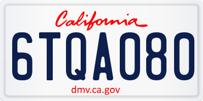 CA license plate 6TQA080