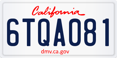 CA license plate 6TQA081