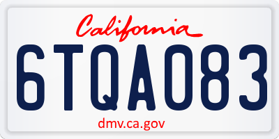 CA license plate 6TQA083