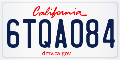 CA license plate 6TQA084