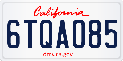 CA license plate 6TQA085