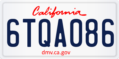 CA license plate 6TQA086