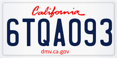 CA license plate 6TQA093