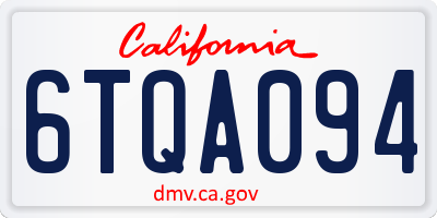 CA license plate 6TQA094