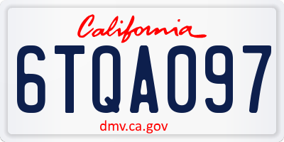 CA license plate 6TQA097