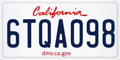 CA license plate 6TQA098