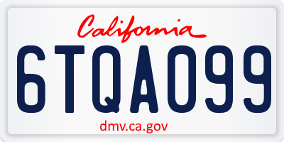 CA license plate 6TQA099