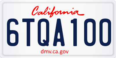 CA license plate 6TQA100