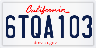 CA license plate 6TQA103