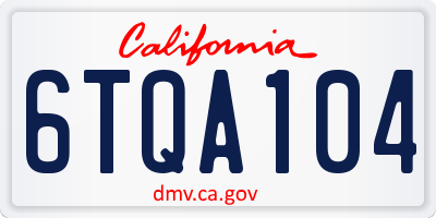 CA license plate 6TQA104