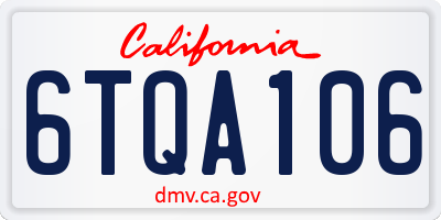 CA license plate 6TQA106