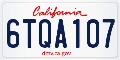 CA license plate 6TQA107