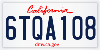 CA license plate 6TQA108