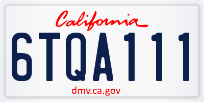 CA license plate 6TQA111