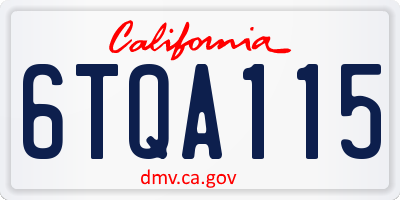 CA license plate 6TQA115