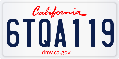 CA license plate 6TQA119