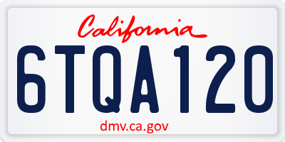 CA license plate 6TQA120