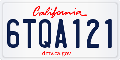CA license plate 6TQA121