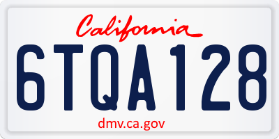 CA license plate 6TQA128