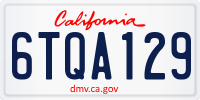 CA license plate 6TQA129