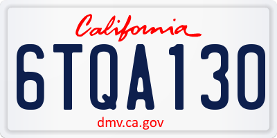 CA license plate 6TQA130