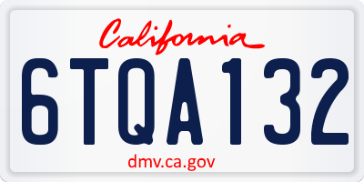 CA license plate 6TQA132