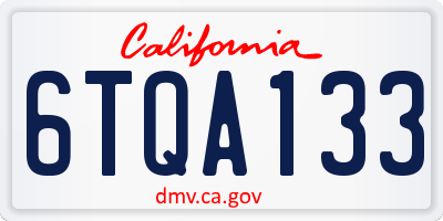 CA license plate 6TQA133