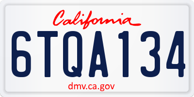 CA license plate 6TQA134