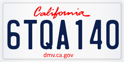 CA license plate 6TQA140