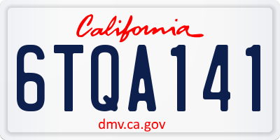 CA license plate 6TQA141