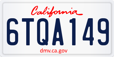 CA license plate 6TQA149