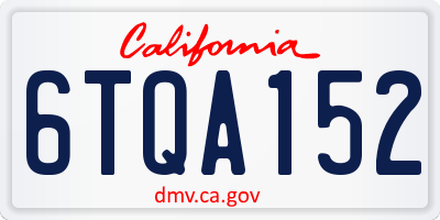 CA license plate 6TQA152