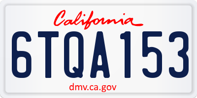 CA license plate 6TQA153