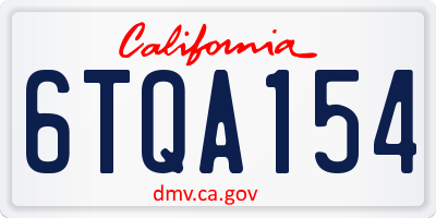 CA license plate 6TQA154