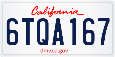 CA license plate 6TQA167