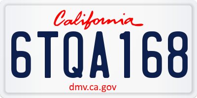 CA license plate 6TQA168