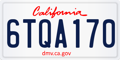 CA license plate 6TQA170