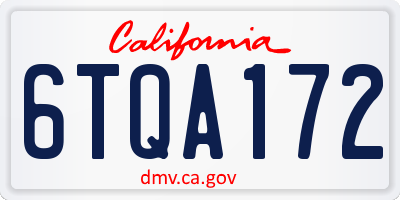 CA license plate 6TQA172