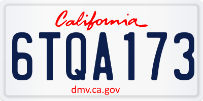 CA license plate 6TQA173