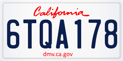 CA license plate 6TQA178