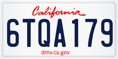 CA license plate 6TQA179