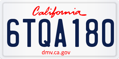 CA license plate 6TQA180