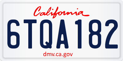 CA license plate 6TQA182