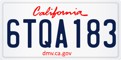 CA license plate 6TQA183