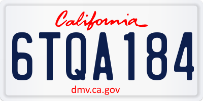 CA license plate 6TQA184