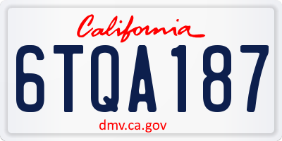 CA license plate 6TQA187