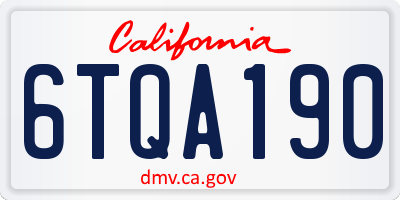 CA license plate 6TQA190