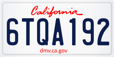 CA license plate 6TQA192