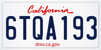 CA license plate 6TQA193