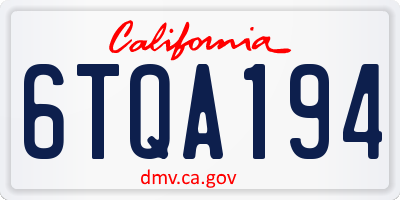 CA license plate 6TQA194